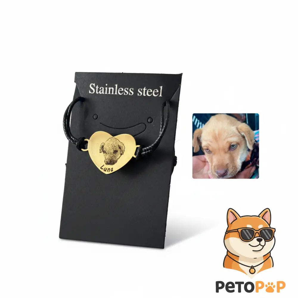 カスタムペットポートレートブレスレット|犬猫写真刻印|名入れステンレス製アジャスタブルブレスレット|Petopop