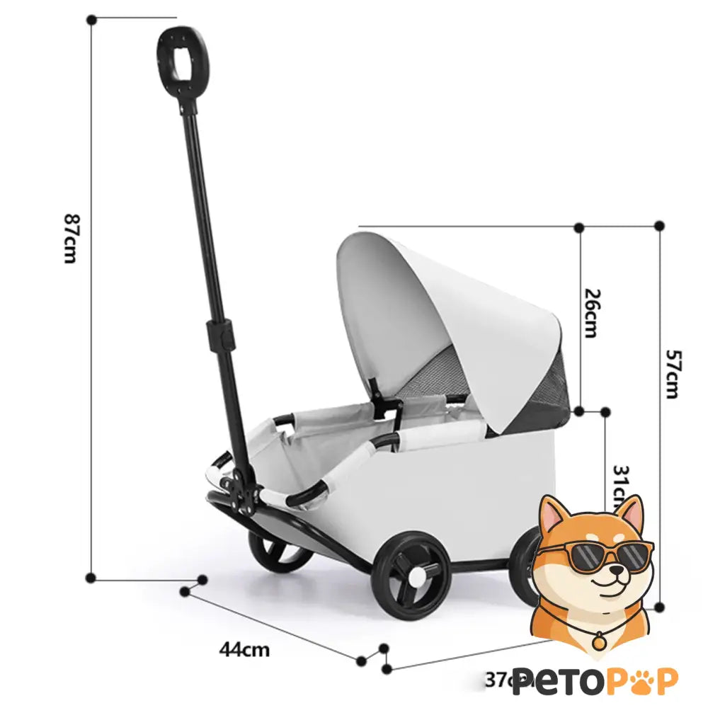 4輪ペットストローラー｜小型・中型犬猫用キャリーカート サンカバー付き｜Petopop