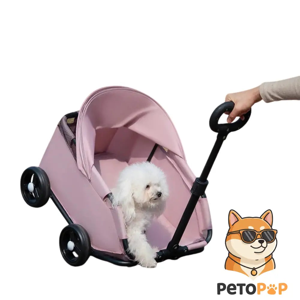 4輪ペットストローラー｜小型・中型犬猫用キャリーカート サンカバー付き｜Petopop