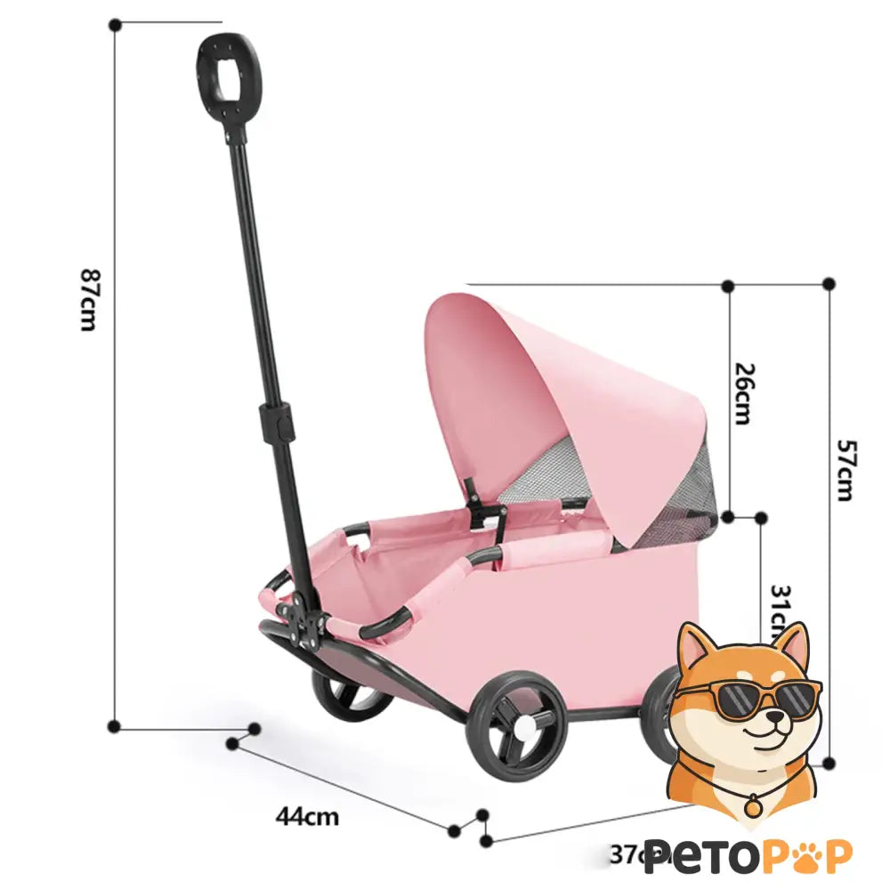 4輪ペットストローラー｜小型・中型犬猫用キャリーカート サンカバー付き｜Petopop