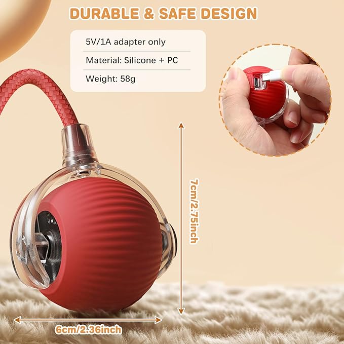 Interactive Smart Pet Ball - Automatic Rolling Toy with Realistic Mouse Tail for Cats & Dogs