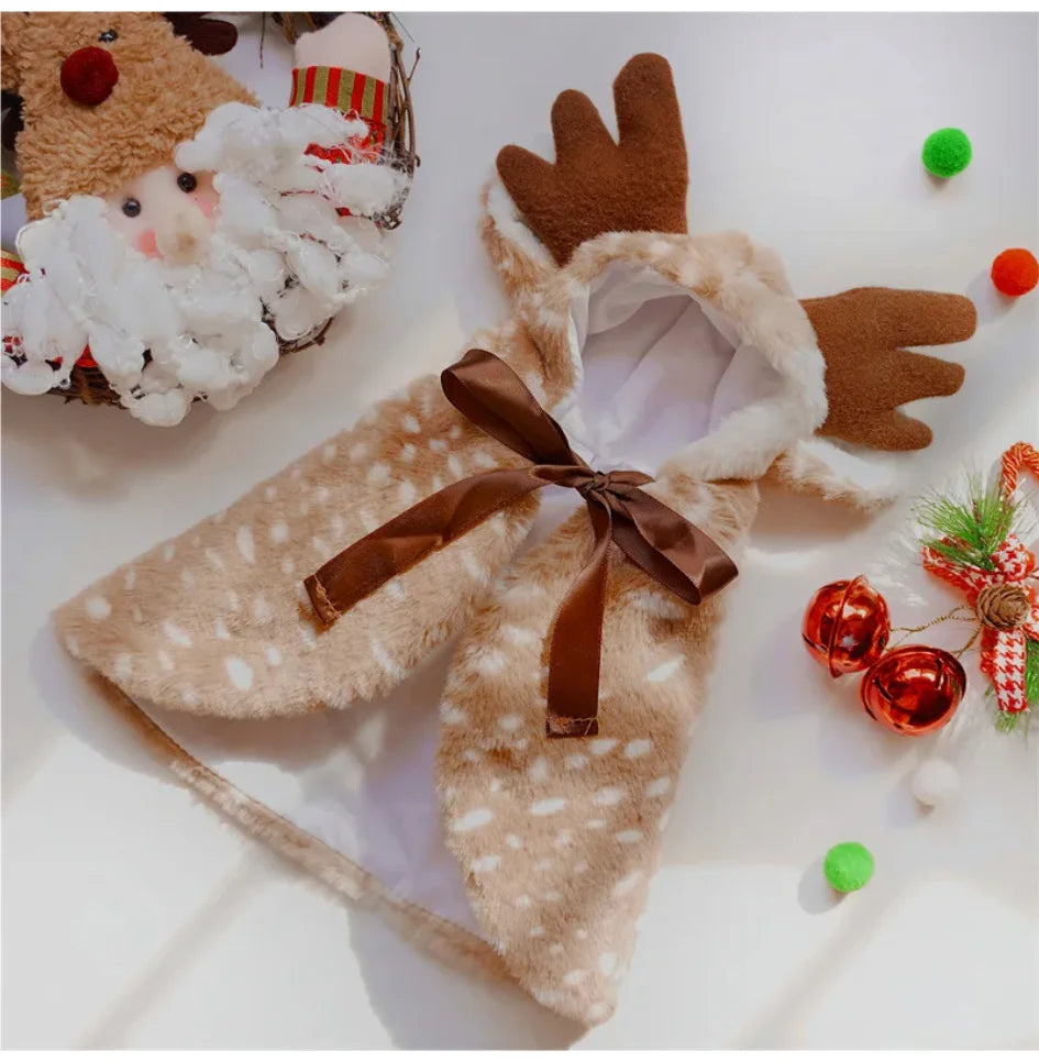 トナカイ変身マント (もこもこ＆ツノ付き) | 犬猫用・クリスマスコスチューム | PetoPop