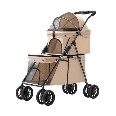 ダブルペットストローラー｜小型・中型犬猫用カート 片手折りたたみ式 24kg対応｜Petopop