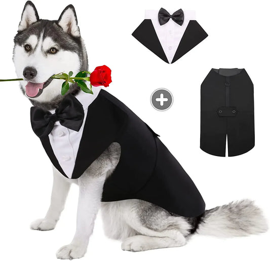 犬用フォーマルスーツ＆タキシード｜結婚式・パーティー用ドッグウェア｜小型犬〜大型犬対応シャツ＆蝶ネクタイ｜Petopop