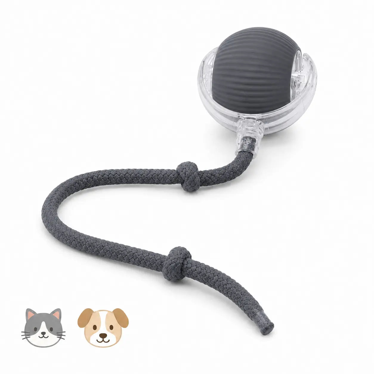 猫犬兼用のグレーUSB充電式自動転がりボールおもちゃ