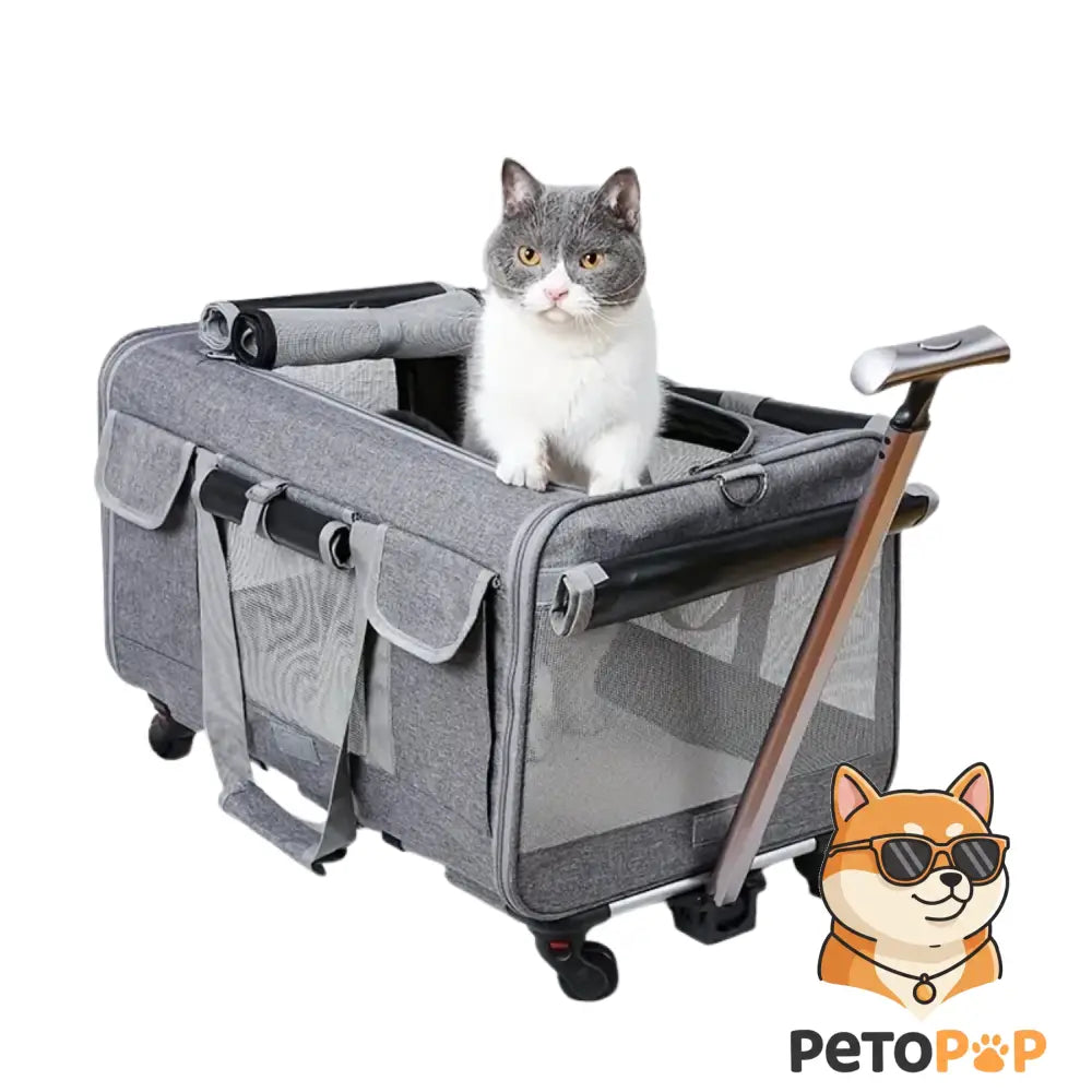 大型ペット用キャリートロリーケース｜折りたたみ式・取り外し可能｜犬猫兼用トラベルバッグ｜Petopop