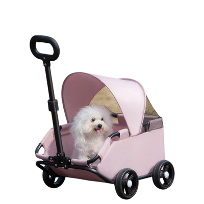 4輪ペットストローラー｜小型・中型犬猫用キャリーカート サンカバー付き｜Petopop