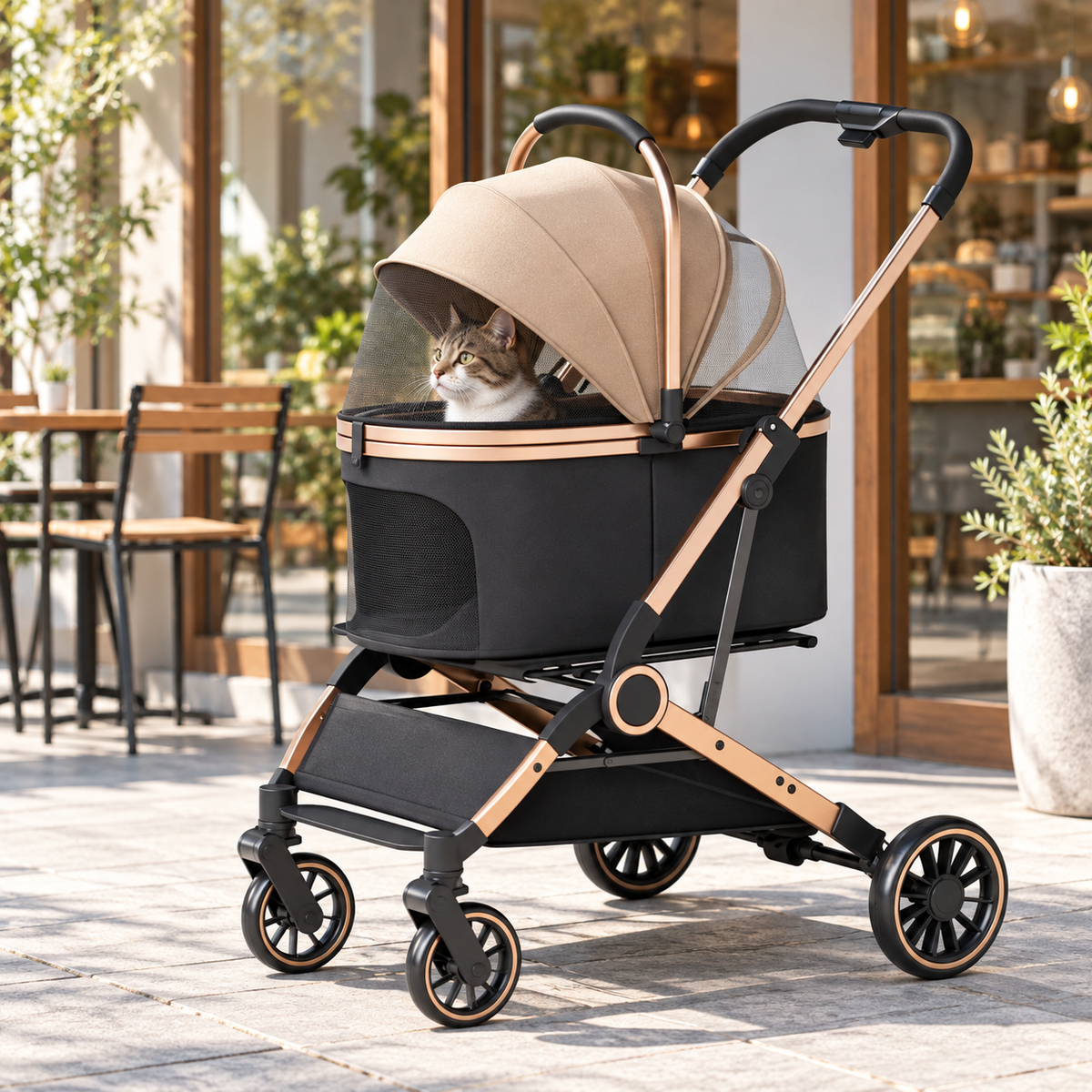 2026 Lightweight Foldable Pet Stroller with Detachable Carrier – product image 5