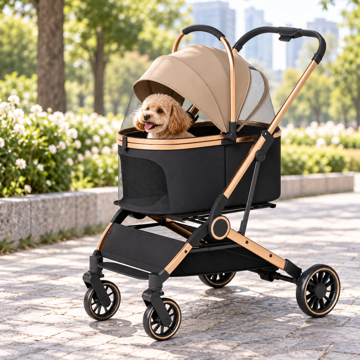 2026 Lightweight Foldable Pet Stroller with Detachable Carrier – product image 4