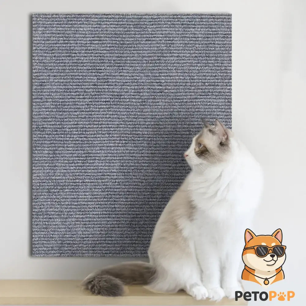 【PetoPop】DIY 貼れる猫用爪とぎマット｜自由自在にカット可能・壁やソファの家具保護に・強力吸着カーペット パールグレー / 30x30CM