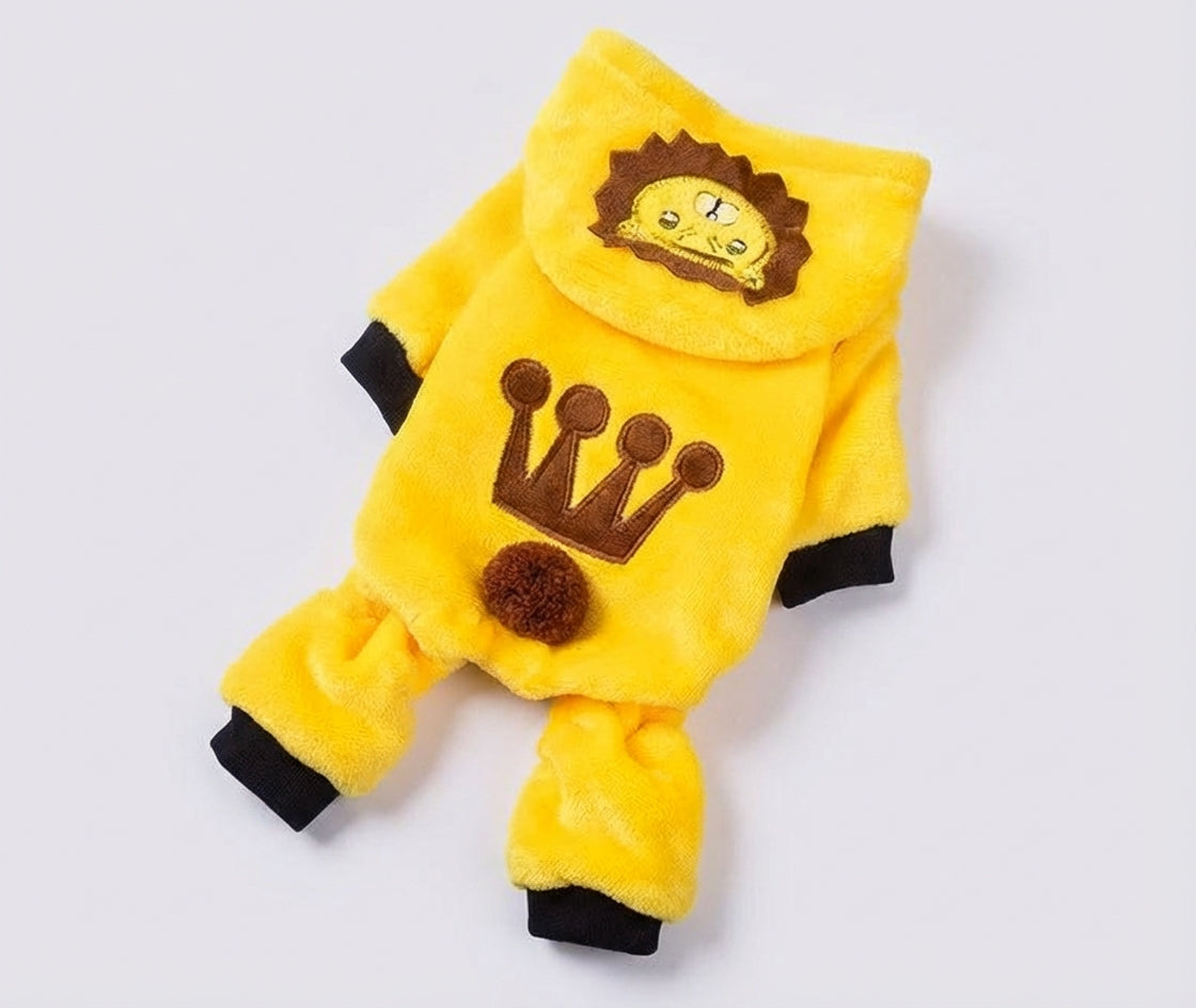 【PetoPop】トラさんに大変身！もこもこ裏起毛ロンパース｜小型犬用・あったか防寒ウェア・着ぐるみ・SNS映え