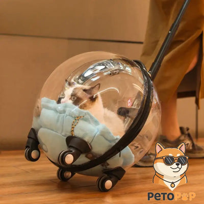 宇宙カプセル風キャットバッグ – ペット用ポータブルトロリーケース Transparent color / 48X38X43CM